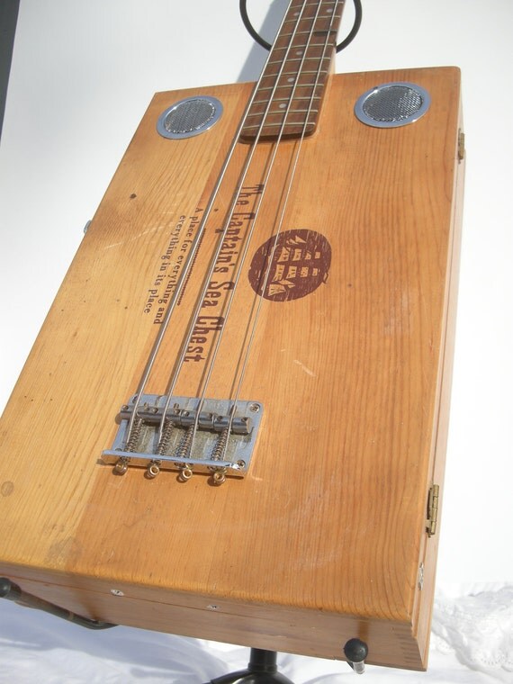 The Captain's Sea Chest Bass Guitar handmade custom Ooak Acoustic Electric Instrument
