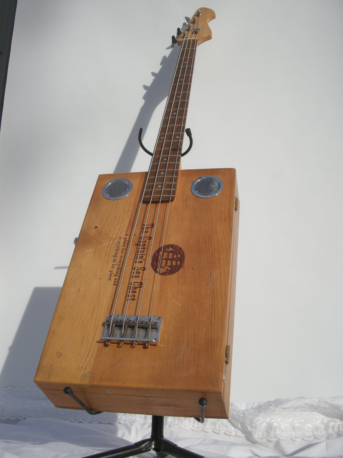 The Captain's Sea Chest Bass Guitar handmade custom Ooak Acoustic Electric Instrument