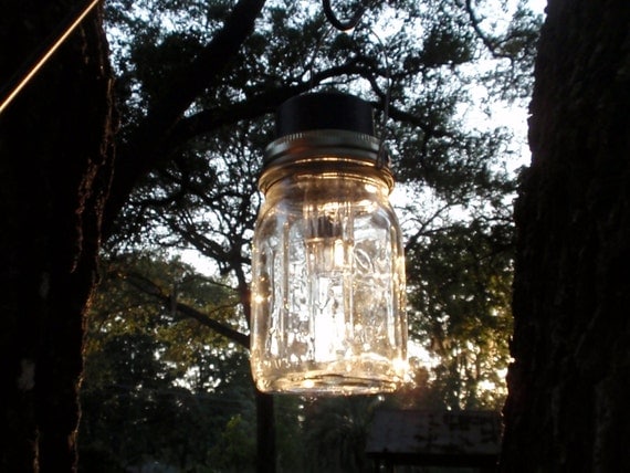 Mason Jar Solar Lanterns Centerpiece or Path Lighting Rustic Wedding Decor