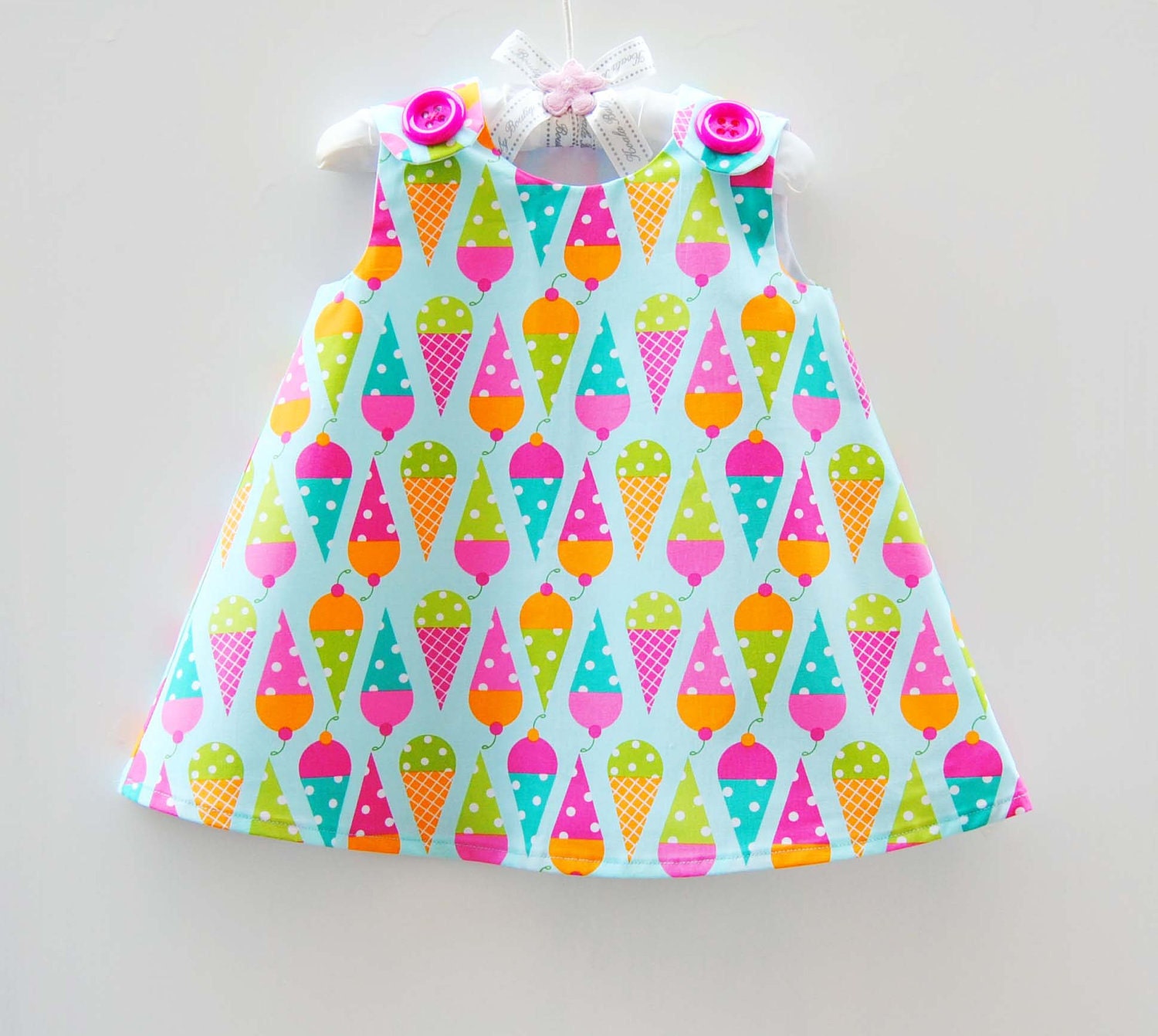 ON Sale - Ice Cream - Dessert Party Cones in Summer - Jumper Dress - Summer Dress - Spring - Etsy Baby - Newborn Dress Pattern - 3M to 4T