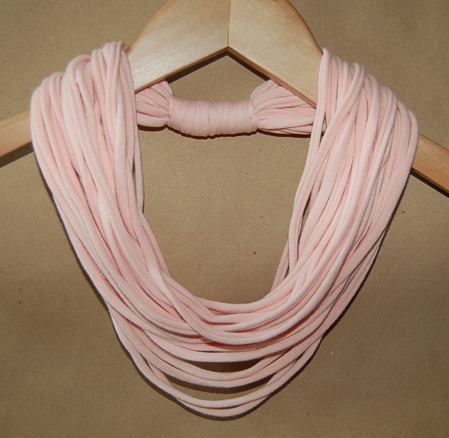 Upcycled T-Shirt Necklace/Scarf in Light Pink