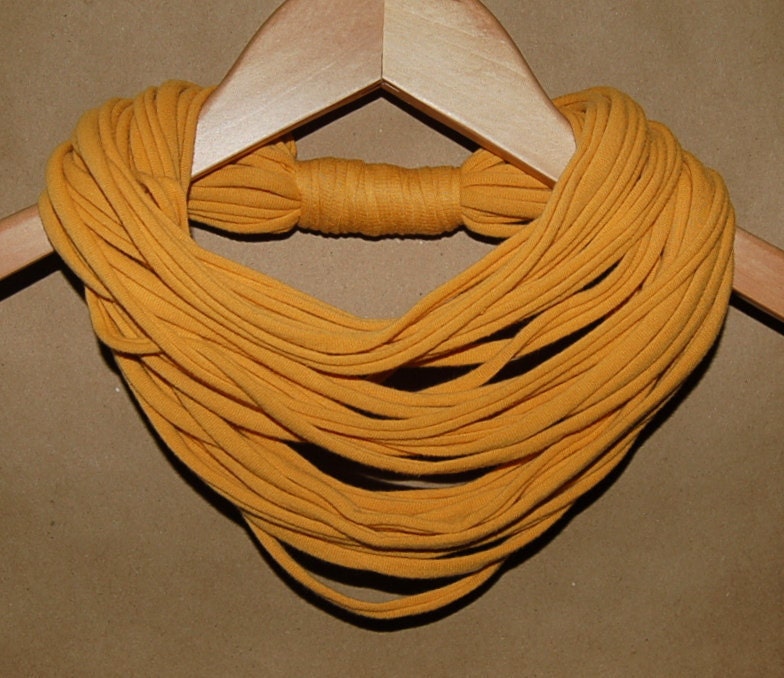 Upcycled T-Shirt Necklace/Scarf in Dark Yellow