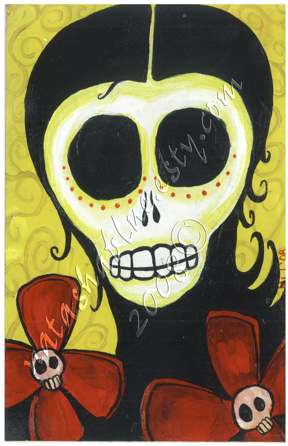 Day of the Dead Monkey Skull Sugar Skull Skeleton print