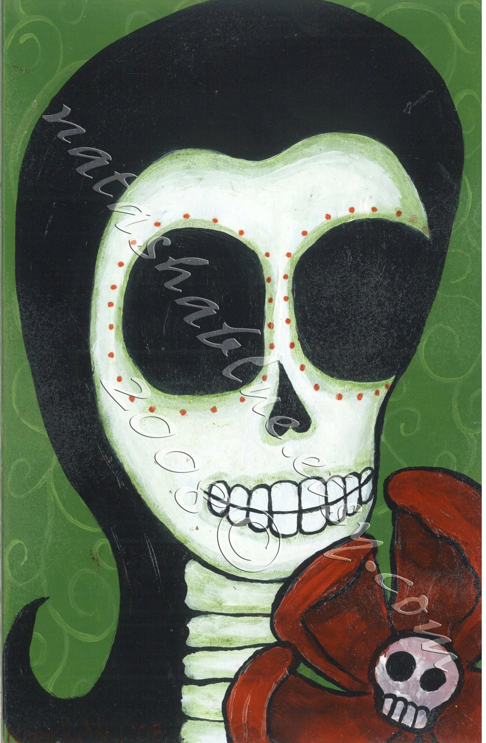 Day of the Dead Jezebel Sugar Skull Skeleton print