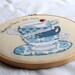 Embroidery hoop teacups stack freehand machine embroidery