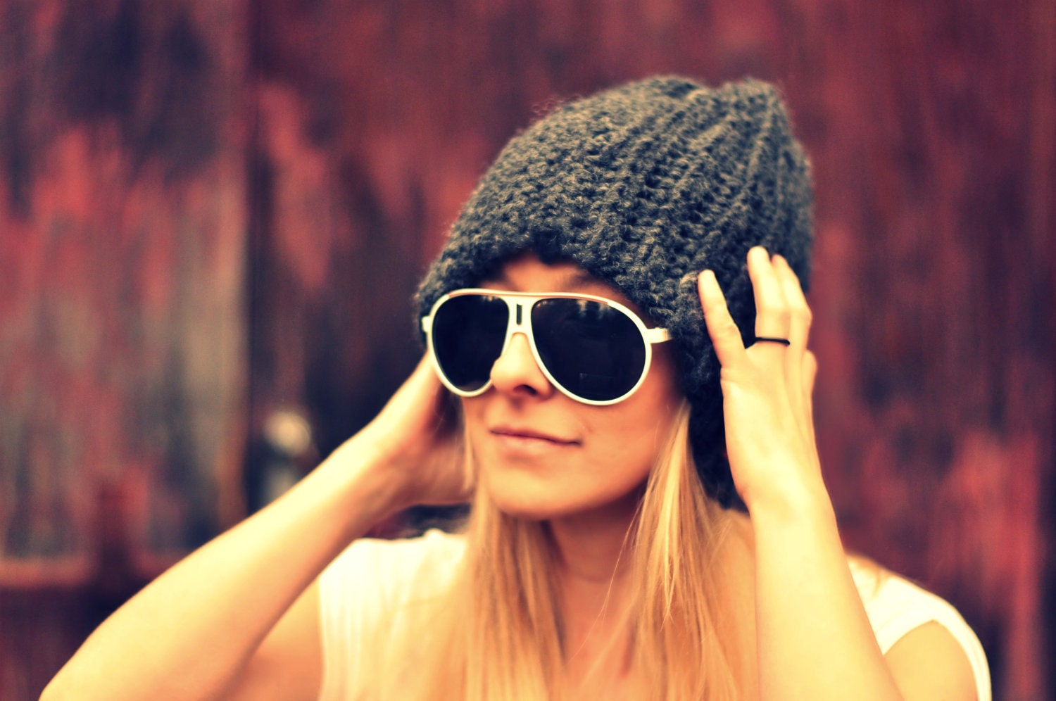deep dark sultry gray slouchy toque-GEEKYKNIT