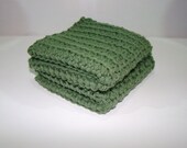 Wash Cloths Crochet Set of Two Sage Green - CreativeEndeavorsKS