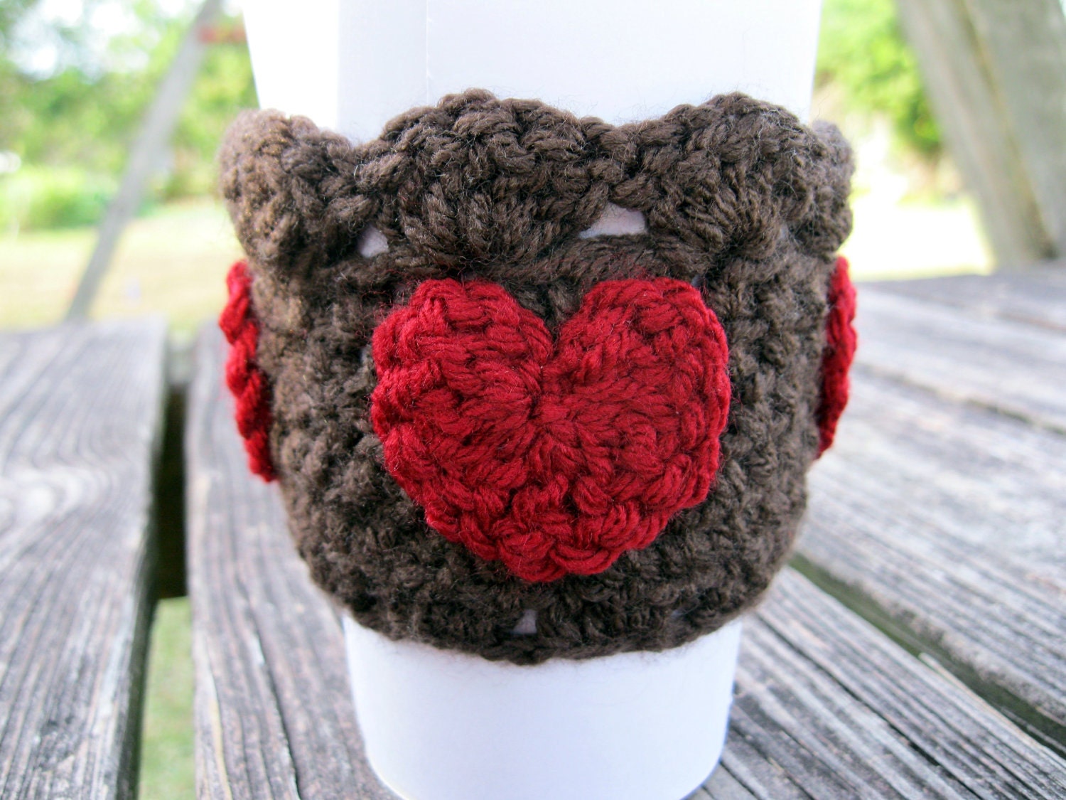 Brown Coffee cup Cozi With Red Hearts