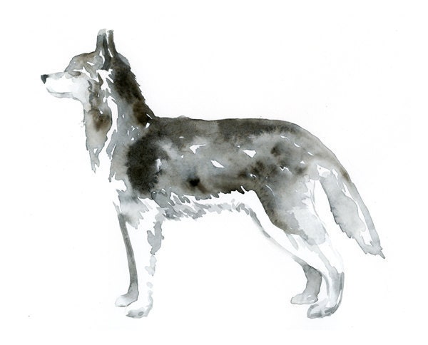 Personalized Husky Watercolor Silhouette - 8x10