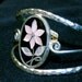 Sale Vintage Alpaca Mexico Silver Mosaic Flower Cuff Bracelet
