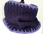 SALE OOAK Super Warm Bulky Handmade Crochet Fall Winter Cowl Neckwarmer Accessory in Chunky Purple Luxury Merino Wool