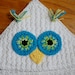 Immediate Download - Owl Face Applique Crochet Pattern (for Hooded Baby Towel and So Much More)