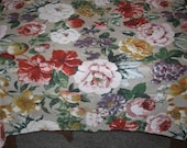 Retro 70's Printed Tablecloth, Abundant Fruit and Floral Design on Sage Green