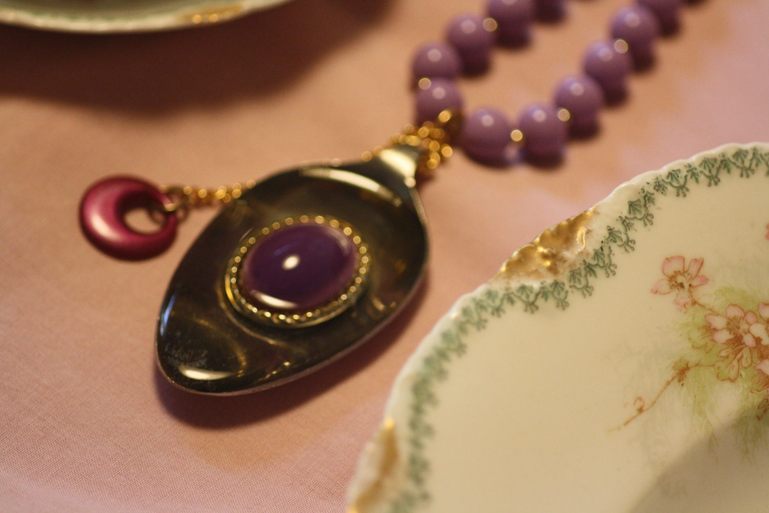 Resin Spoon Necklace: Shades of Purple