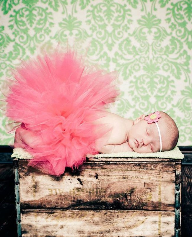 Coral Tutu Newborn Tutu Set with Matching Crochet HeadbandNewborn Photography Prop Newborn-2T