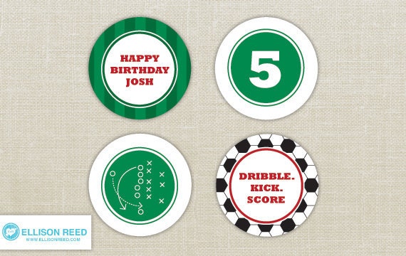 Soccer Birthday - Printable Party - Cupcake Toppers - Football - Birthday Party - Printable Party Circles - DIY Printable Il_570xn