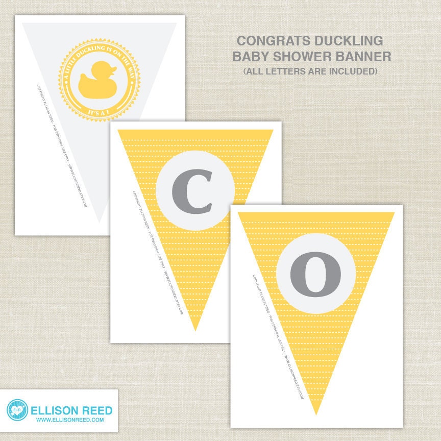 Duck Baby Shower Printable - Duckling - Rubber Duck - Congrats party banner - party printables - DIY Printable Il_570xn