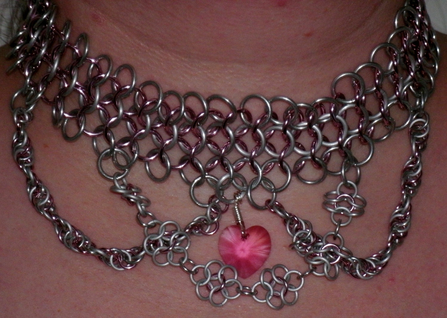 Swarovski Heart Necklace in Pink and White