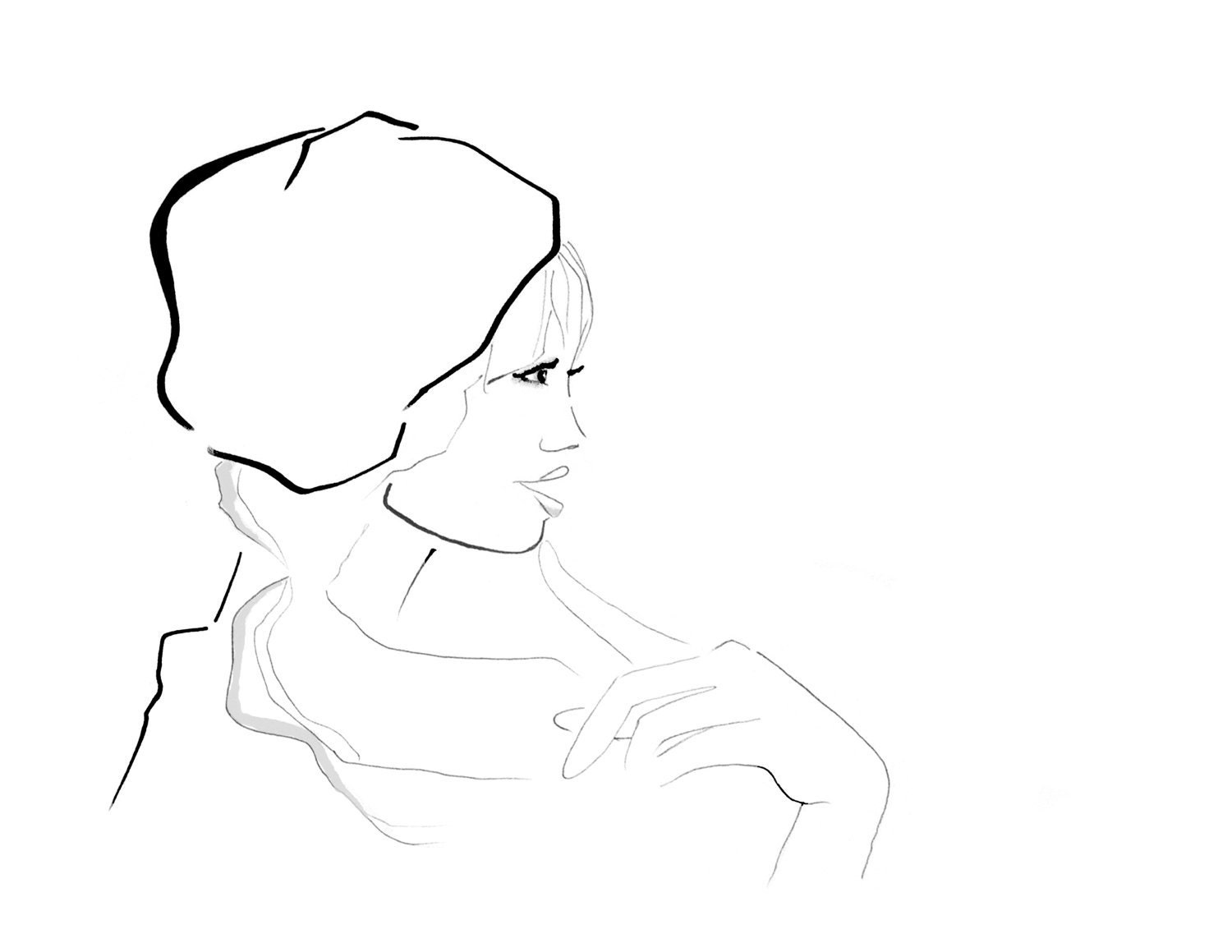 IN FRANCE: 8.5" x 11" Print of Original Line Drawing