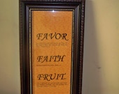 Inspirational Framed WORD Art / Favor, Faith, Fruitful