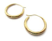 18K Yellow Gold Hoop Earrings  Medium Round Hoops