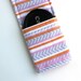 DSLR Camera Strap Cover - Padding and Lens Cap Pocket -  Chevron Pink Orange Grey Stripe