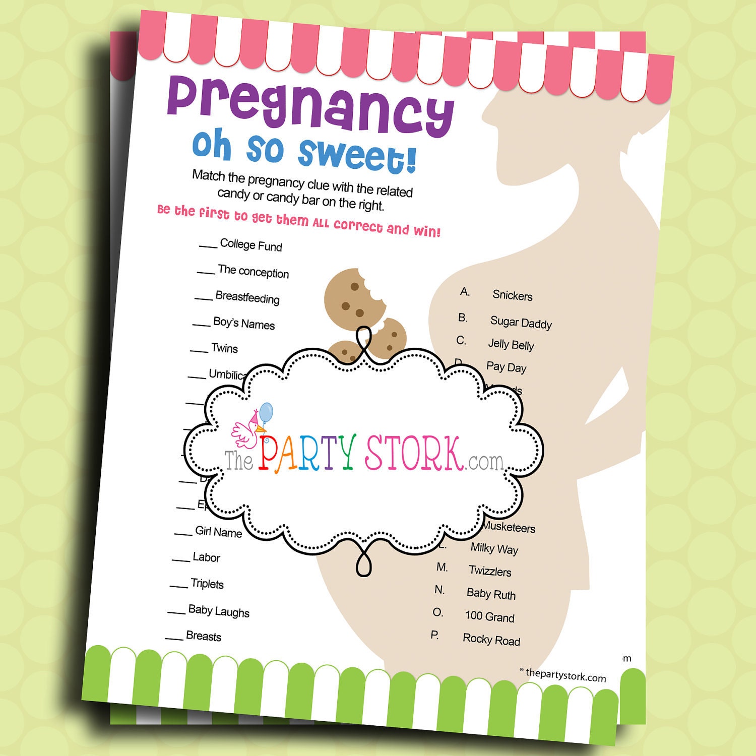 Candy Bar Baby Shower Game: Pregnancy Oh So Sweet Printable