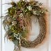 Front Door Wreath, Country Wreath, Summer Wreath, Fall Wreath, Rustic Wreath, Green Peonies, Roses, Ferns, Country Decor -- FREE SHIPPING