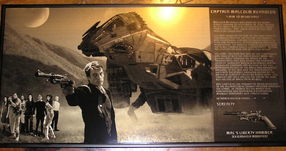 Firefly Serenity Captain Malcolm Reynolds and Crew Geekograph Limited Edition Metal Art