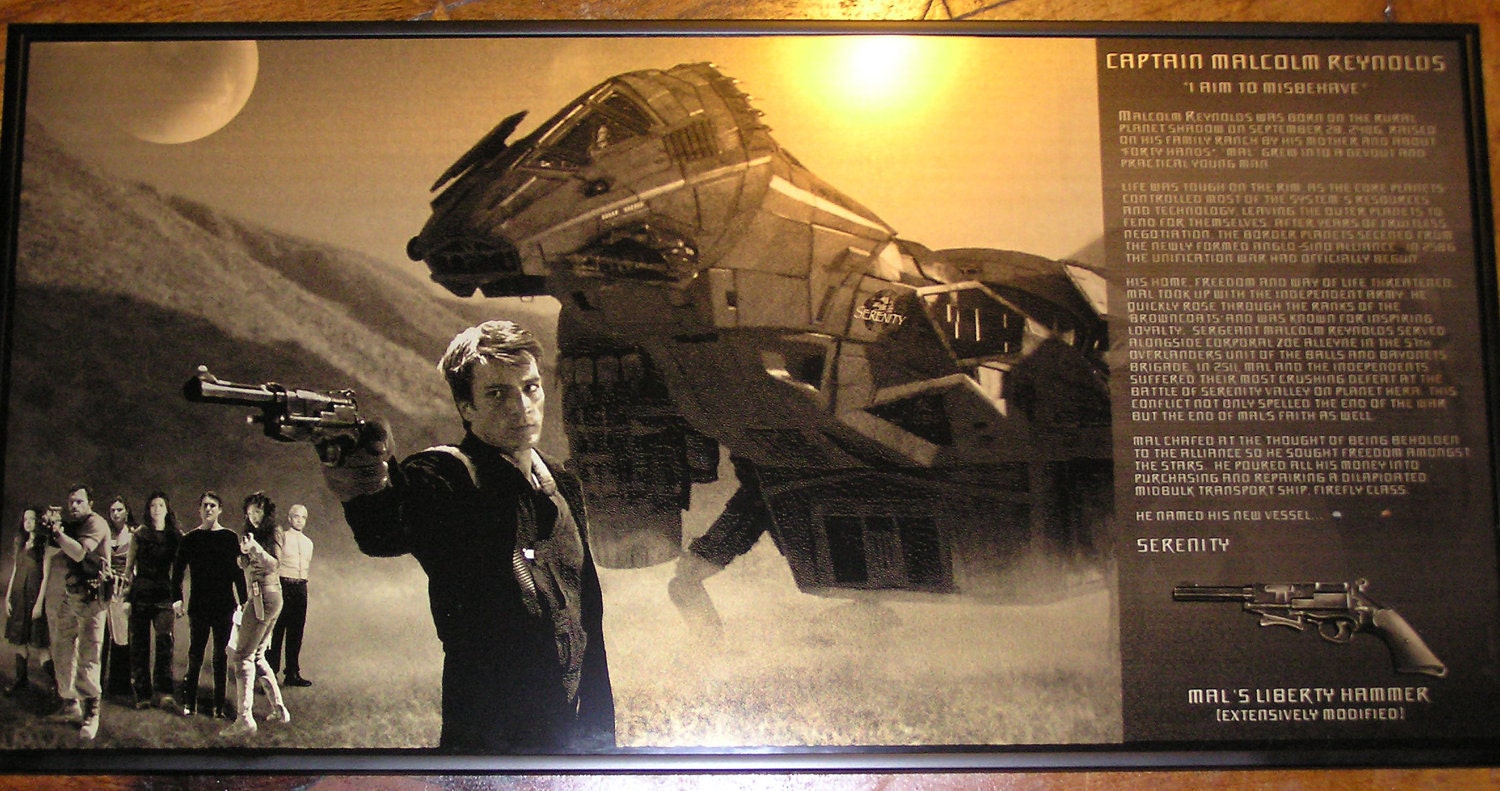 Firefly Serenity Captain Malcolm Reynolds and Crew Geekograph Limited Edition Metal Art