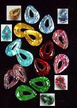 6 Gorgeous 1940's Vintage Jewel-Tone Ring Drops - RUBY