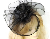 large white / black / ivory hair clip flower fascinator mesh veil fancy hat for bride wedding party ball
