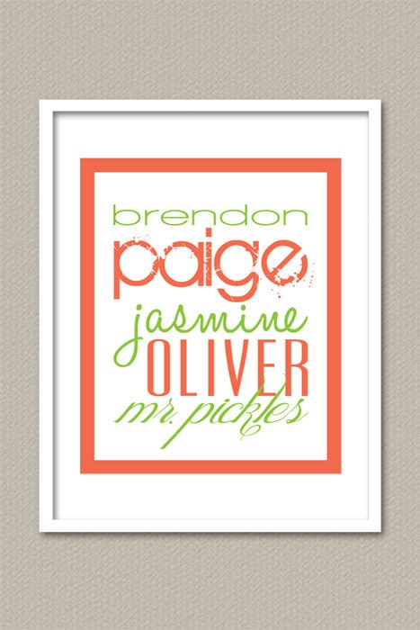 Personalized Custom Wall Art Print - Wedding Baby Kids Children Family Names Pets Home Decor Wall Decor Wall Print Personalised OOAK