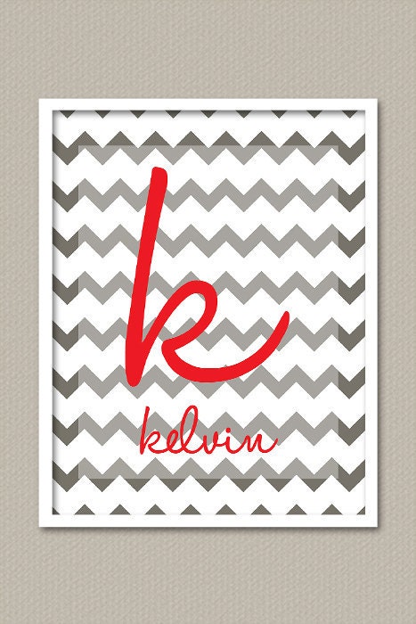 Personalized Custom Wall Art Print - Chevron Zig Zag Wedding Baby Nursery Kids Children Family Names Home Decor Wall Decor Wall Print
