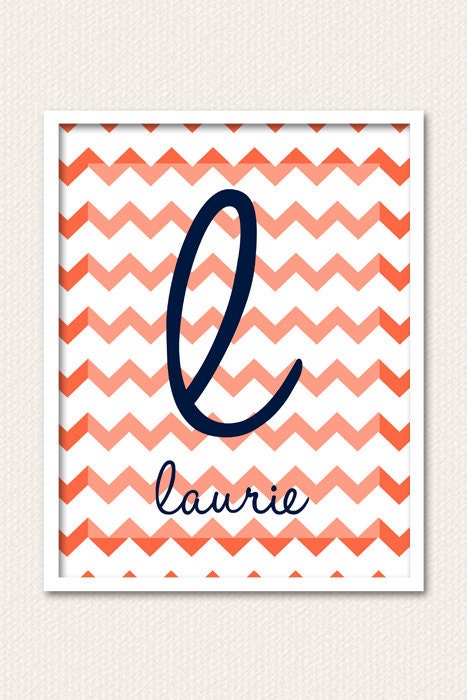 Personalized Custom Wall Art Print - Chevron Zig Zag Wedding Baby Nursery Kids Children Family Names Home Decor Wall Decor Wall Print