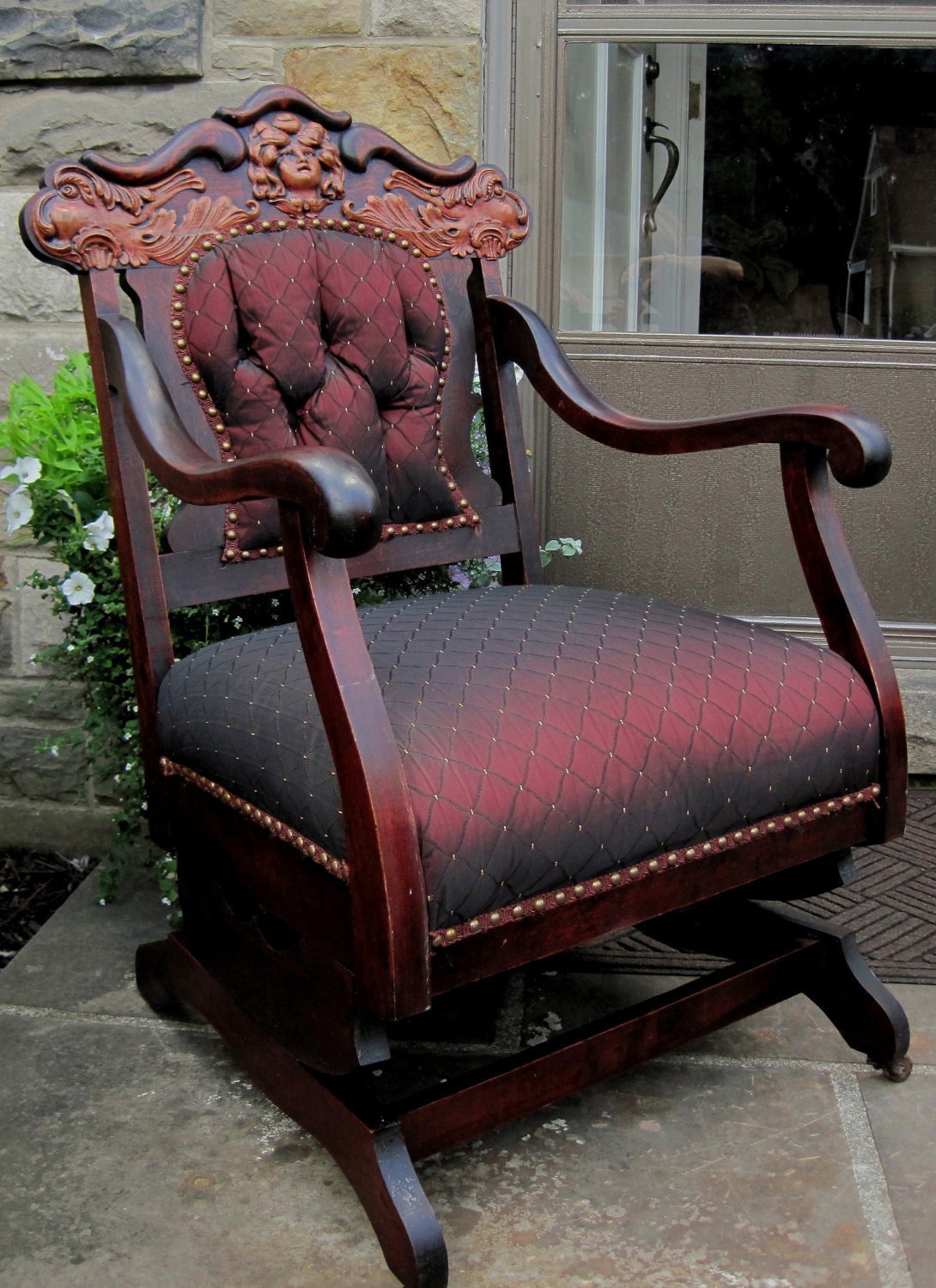 5 Piece Settee Living Room Furniture Set Carved Mahogany ANTIQUE Rare 1800's