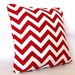 Red Pillow Covers - TWO 18x18 Inch Chevron Decorative Throw Cushion Covers - Red Zig Zag on White or Natural
