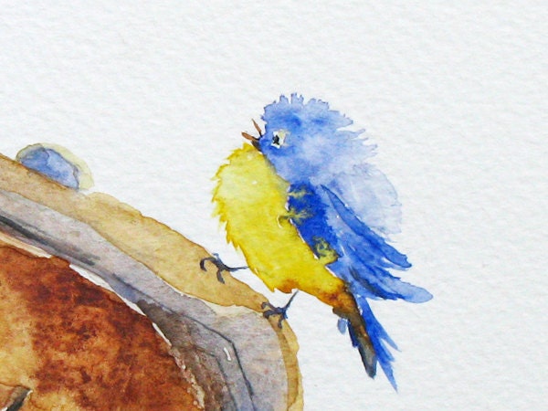 Bird & Violin nursery art watercolor customizable