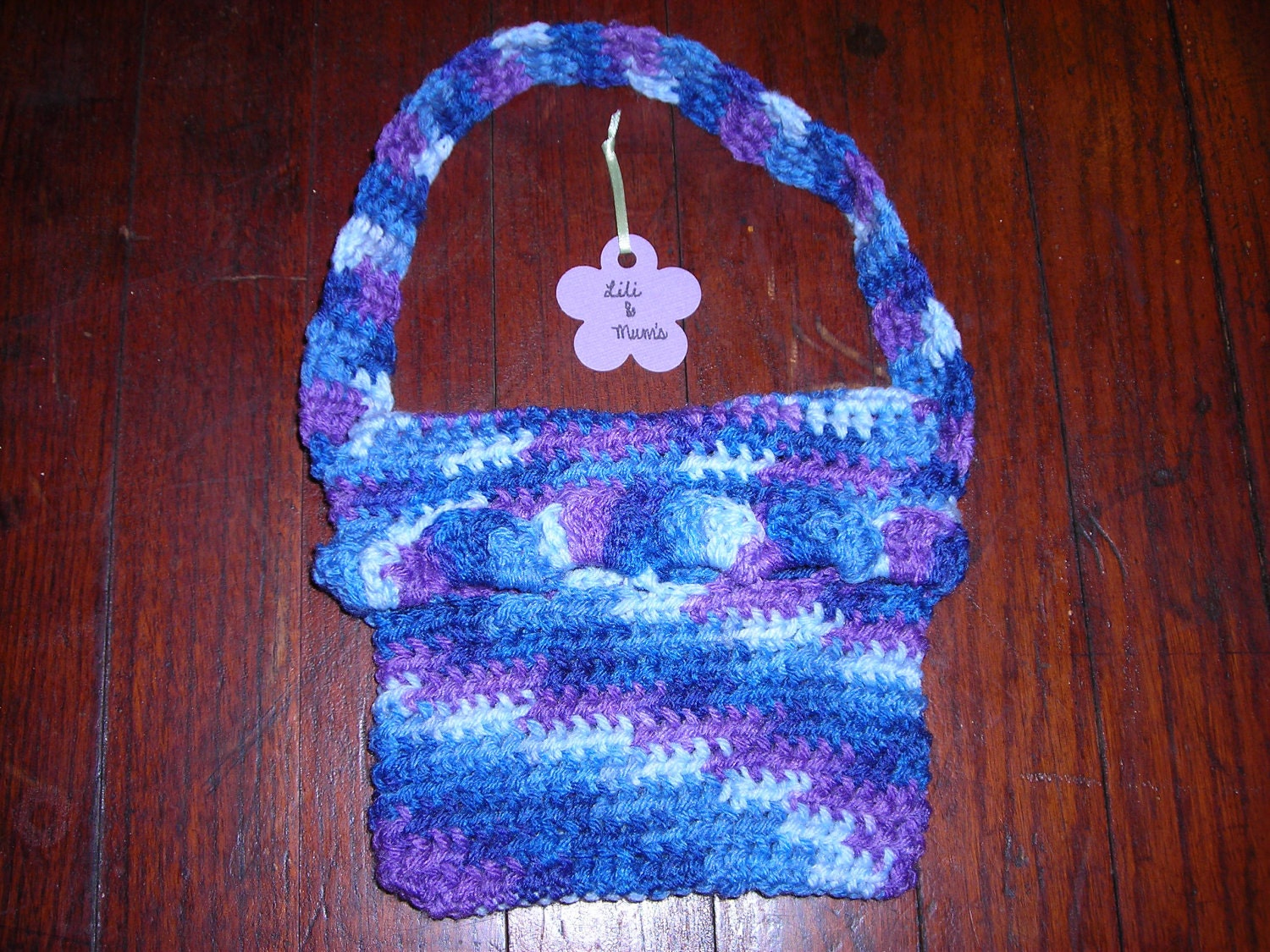Girls Blue and Purple Multi Crochet Purse