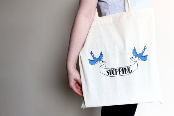 Swallows Tattoo Shopping Bag - Tote Shopping Bag