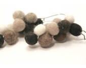 Autumn jewelry- felted earrings -white-brown-black -ready to ship