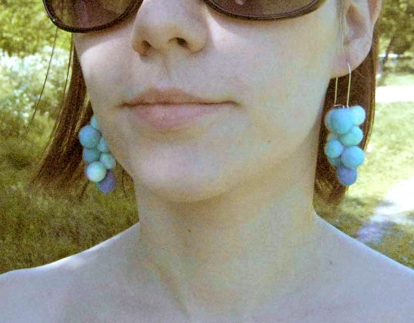 Spring jewelry- felted earrings -light blue - white- ready to ship