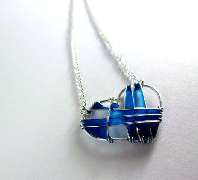 Turquoise heart necklace, blue resin necklace, heart jewelry, valentine's gift, wire wrapped pendant, stained glass inspired