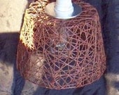 eco friendly, Island Style, re-purposed basket, upcycled vintage, pendant lighting, hanging light, repurposed, metal and reeds