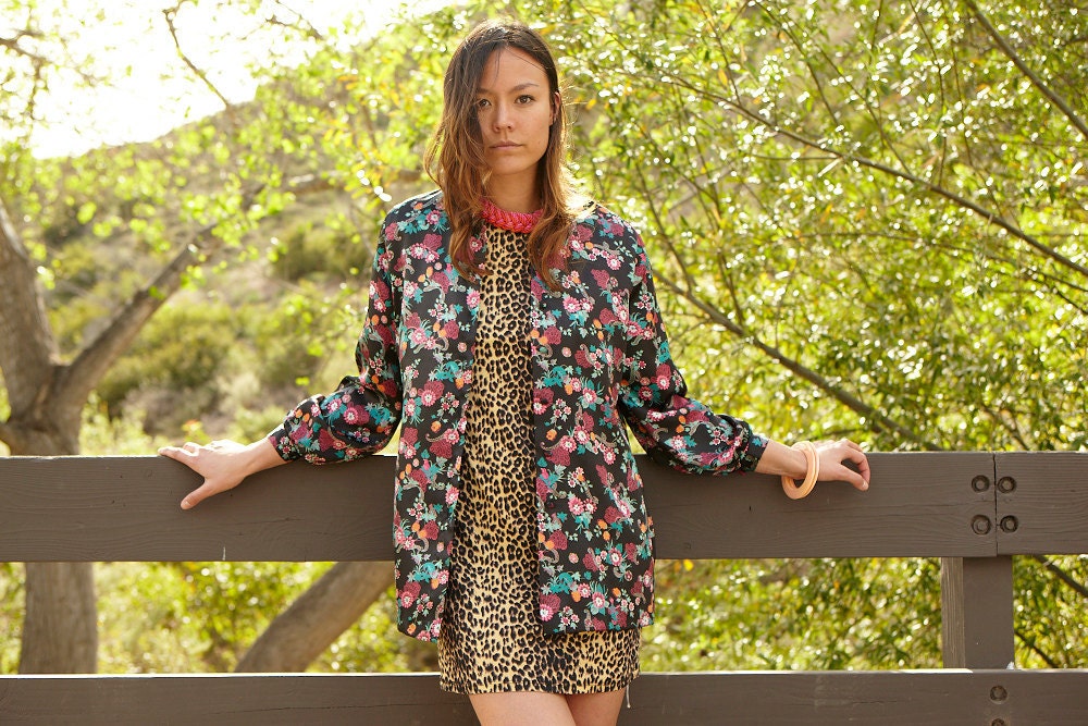 vintage 80's silky floral blouse