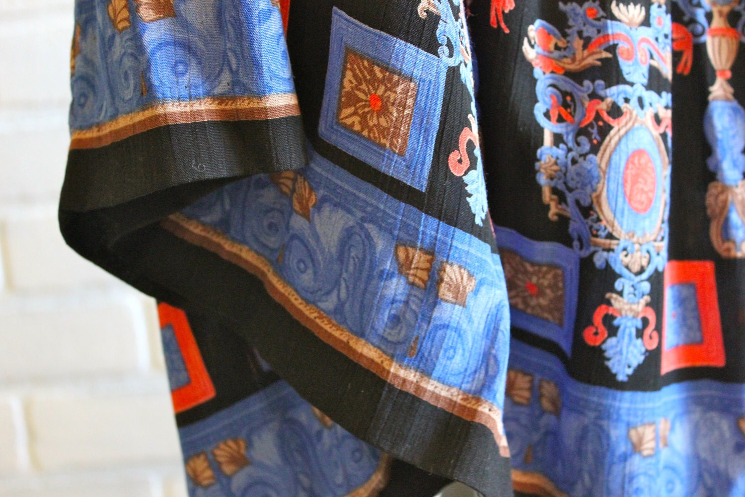 vintage 80's blue and coral maxi skirt