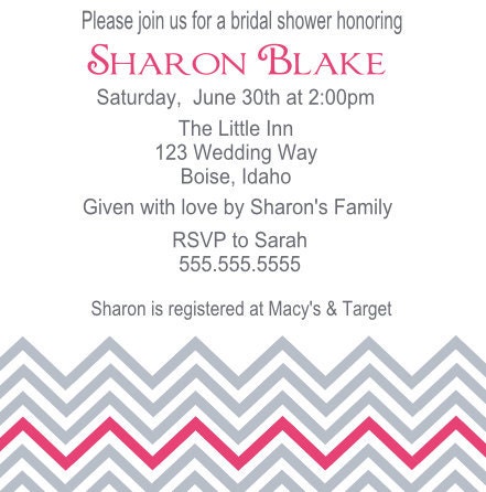 Chevron Wedding or Shower Invitation - DIY Printable