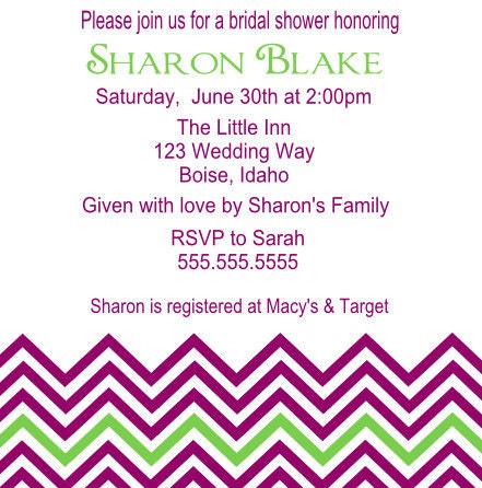 Chevron Wedding or Shower Invitation - DIY Printable