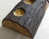 Log Candle Holder dark rustic farmhouse salvaged reclaimed eco nature home decor gifts under 50134L