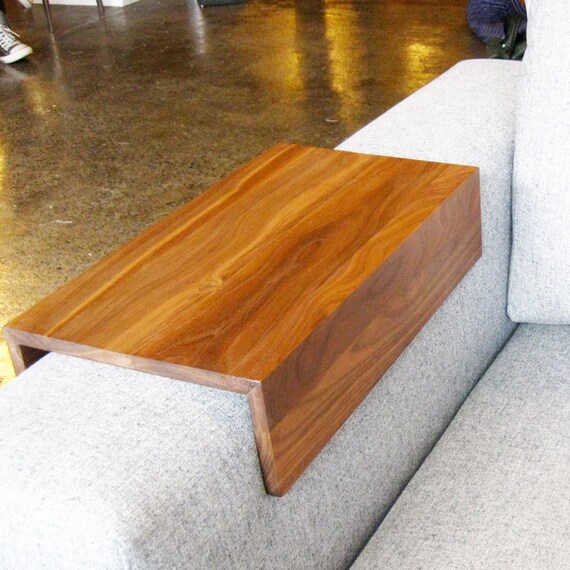 Couch Arm Wrap - SOLID WOOD custom arm drink rest laptop table for straight arm sofa